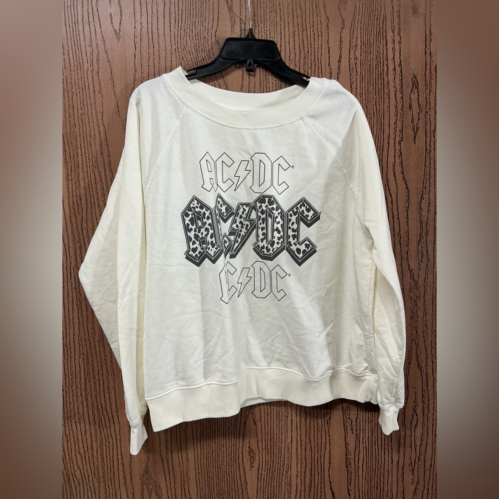Recycled Karma White AC/DC Graphic Sweatshirt